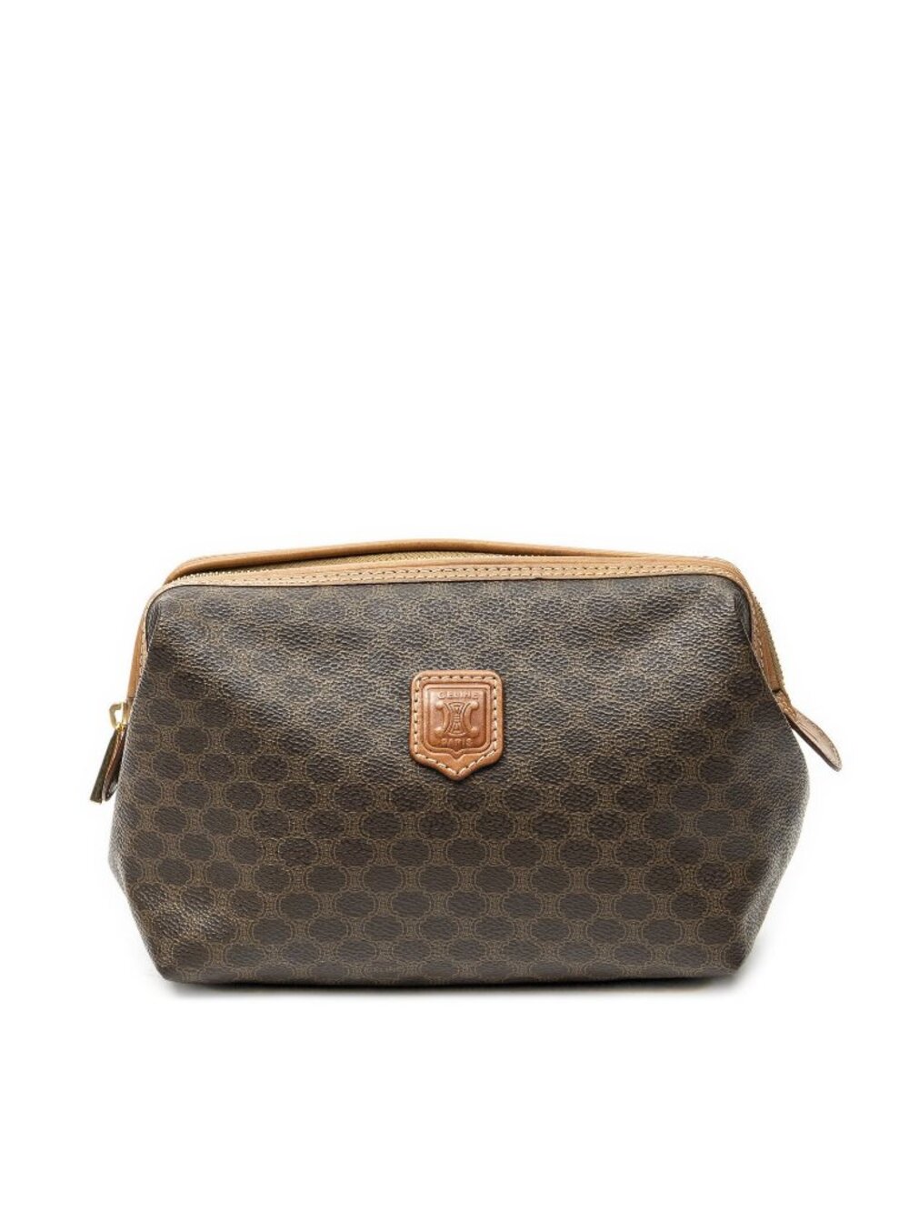 Celine Toiletry Pouch Brown Macadam Canvas